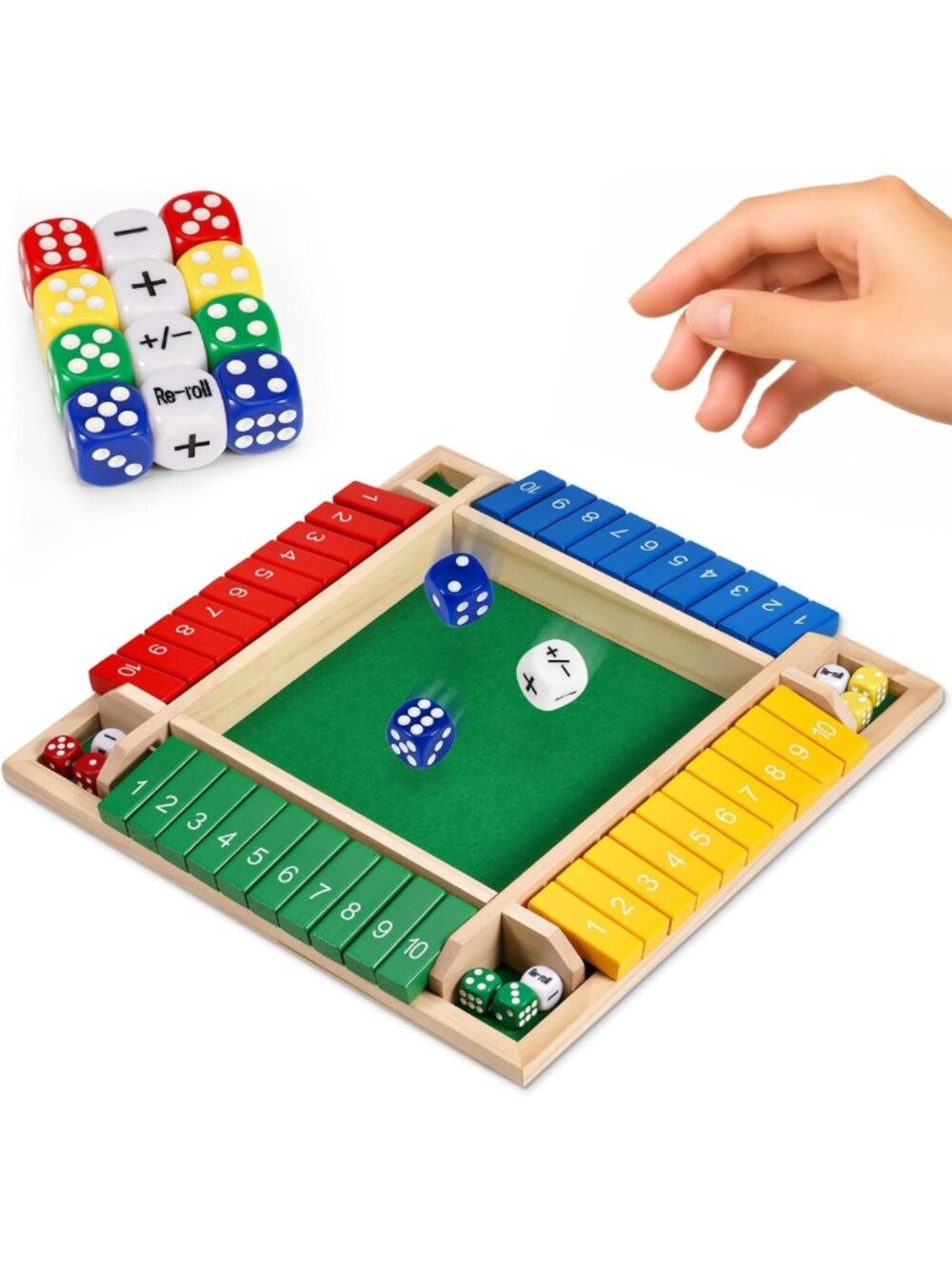 12" Wooden Shut The Box Game - Classic Board Game with Strategy Dice Fun